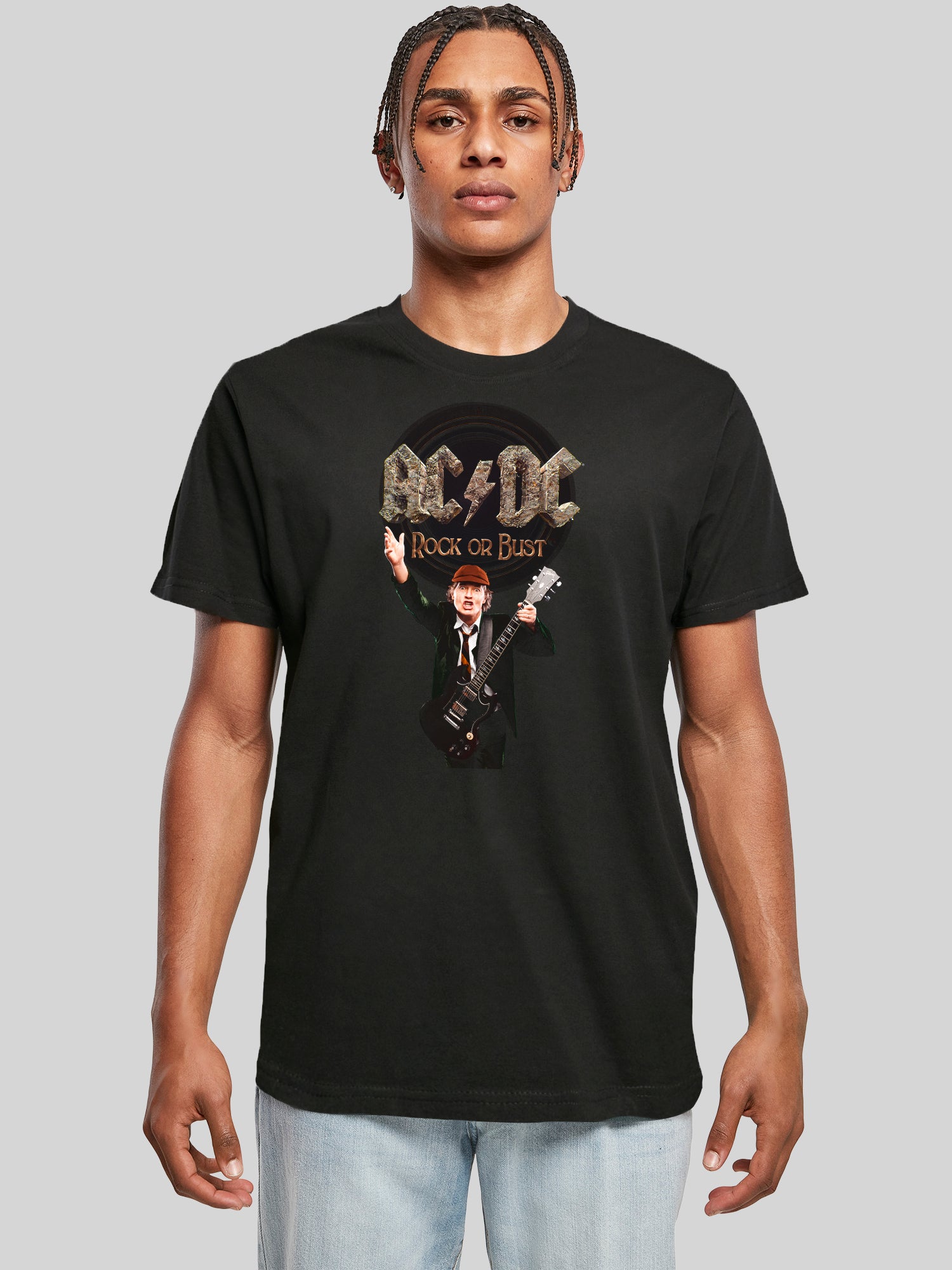ACDC Rock Or Bust Angus Young T-Shirt Round Neck