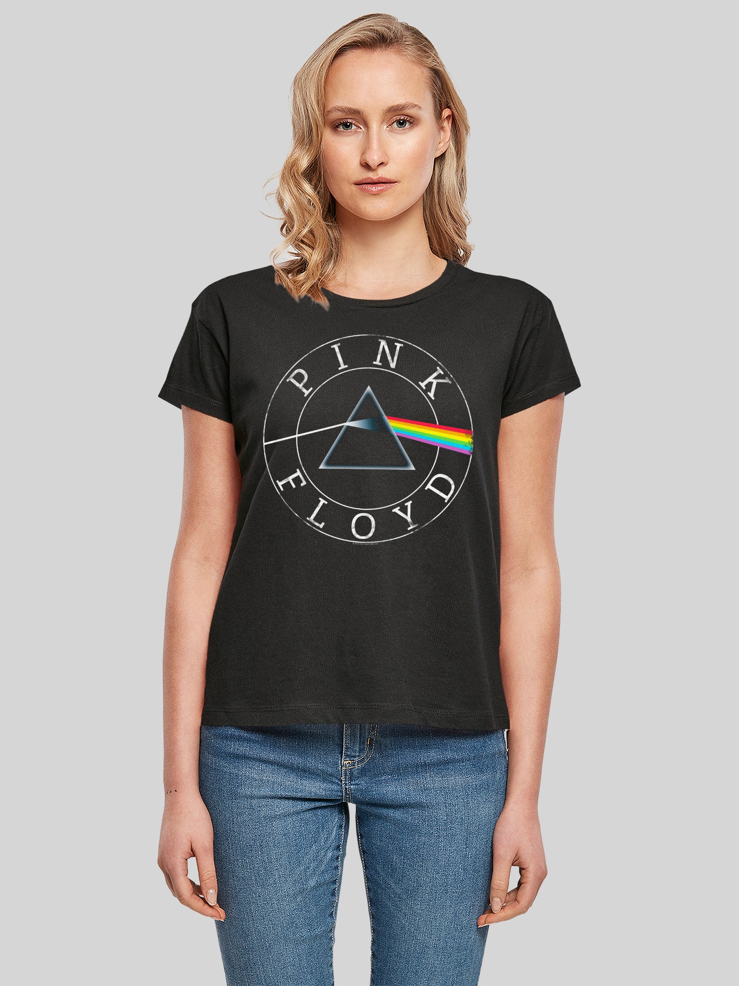 Pink Floyd Prism Circle logo con camiseta de caja de damas
