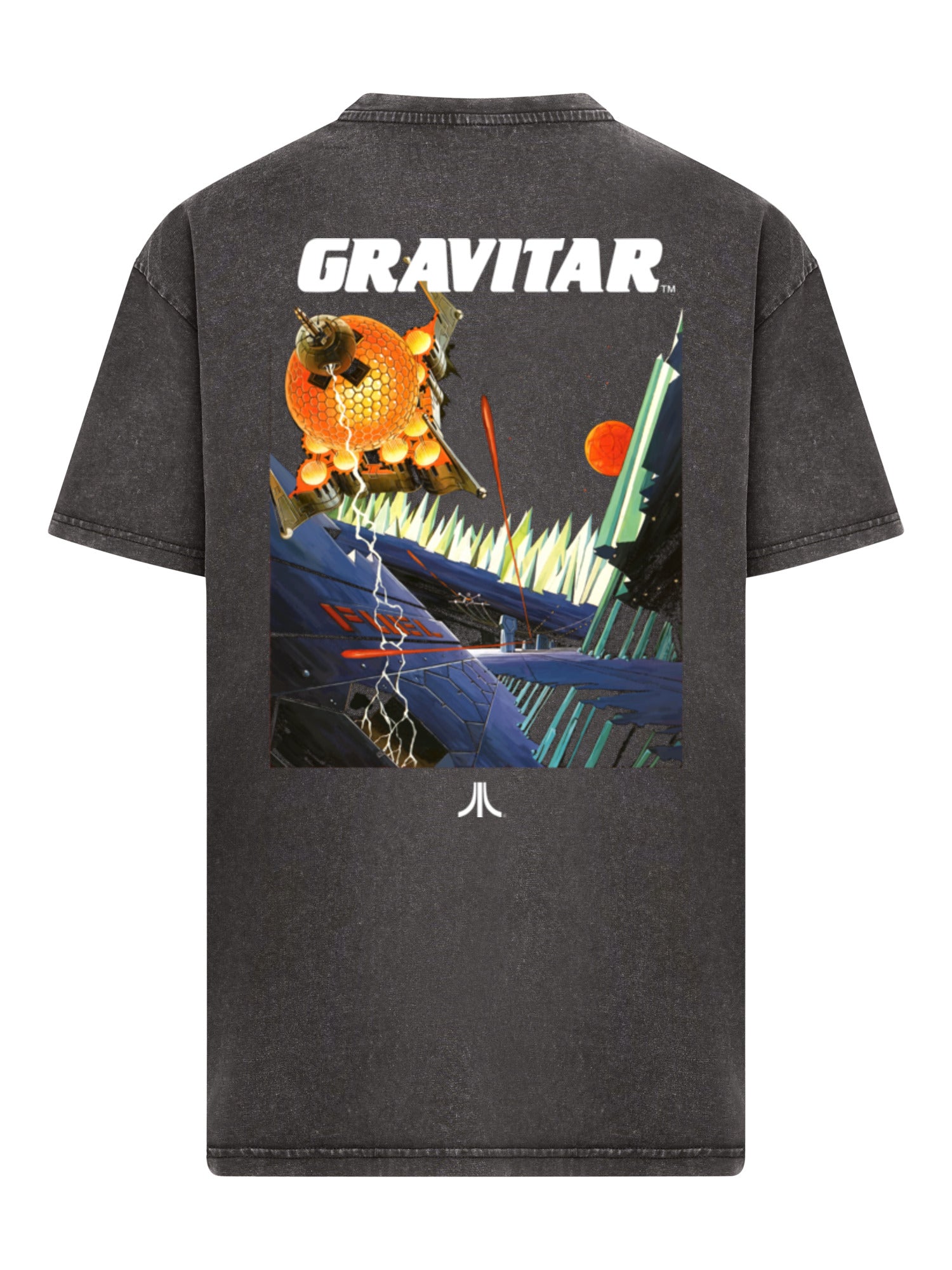 Atari Games Logo Retro Gaming Horizontal und Atari Gravitar Box Cover Acid Washed Oversize Tee