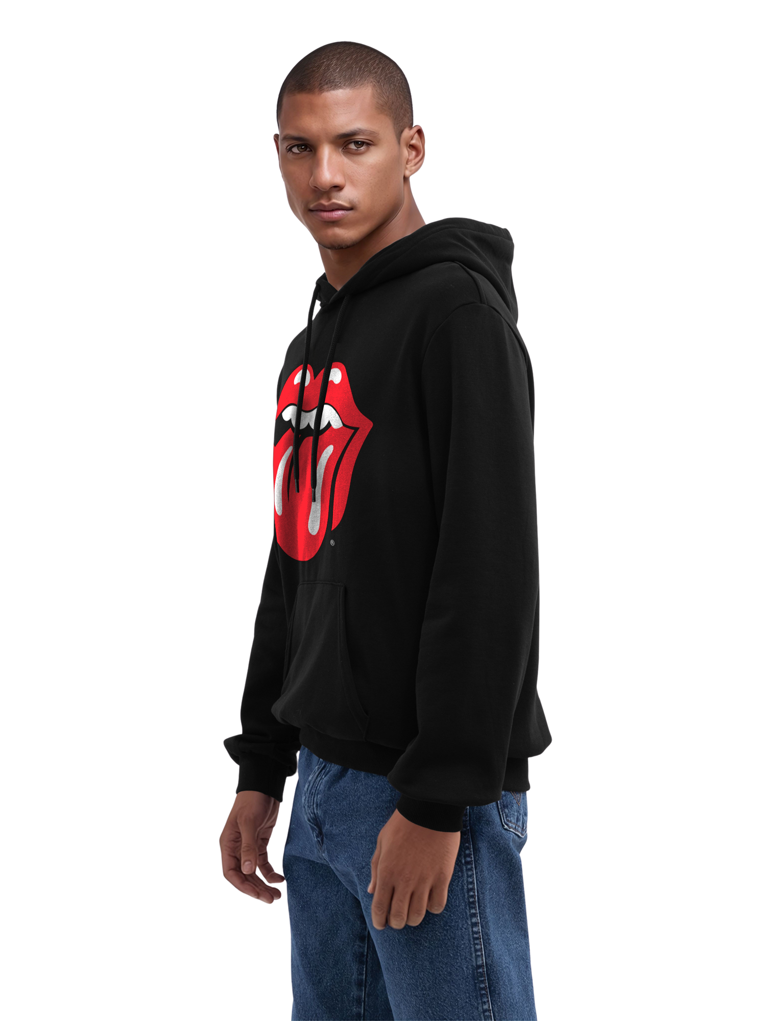 The Rolling Stones Classic Zungen BLK mit echten Blanks | Herren normaler Hoodie
