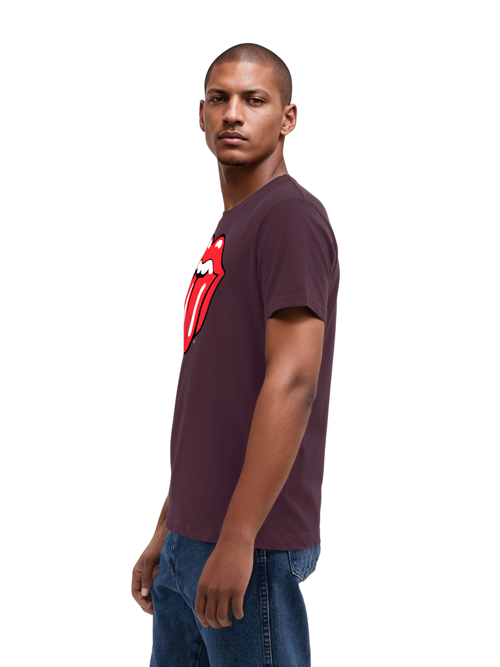 The Rolling Stones Classic Tongue Blk con Blanks verdaderos | Camiseta regular para hombres