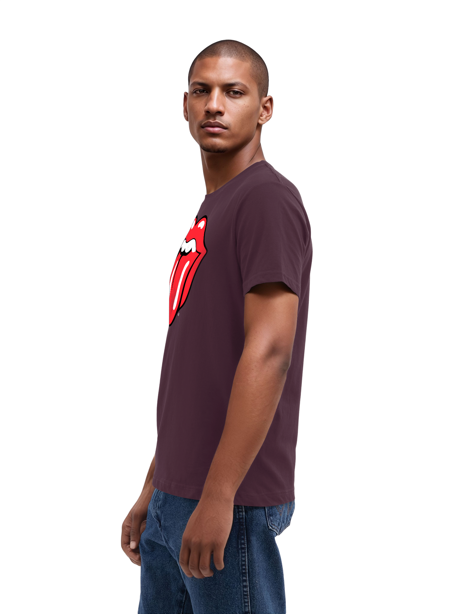 The Rolling Stones Classic Tongue Blk con Blanks verdaderos | Camiseta regular para hombres