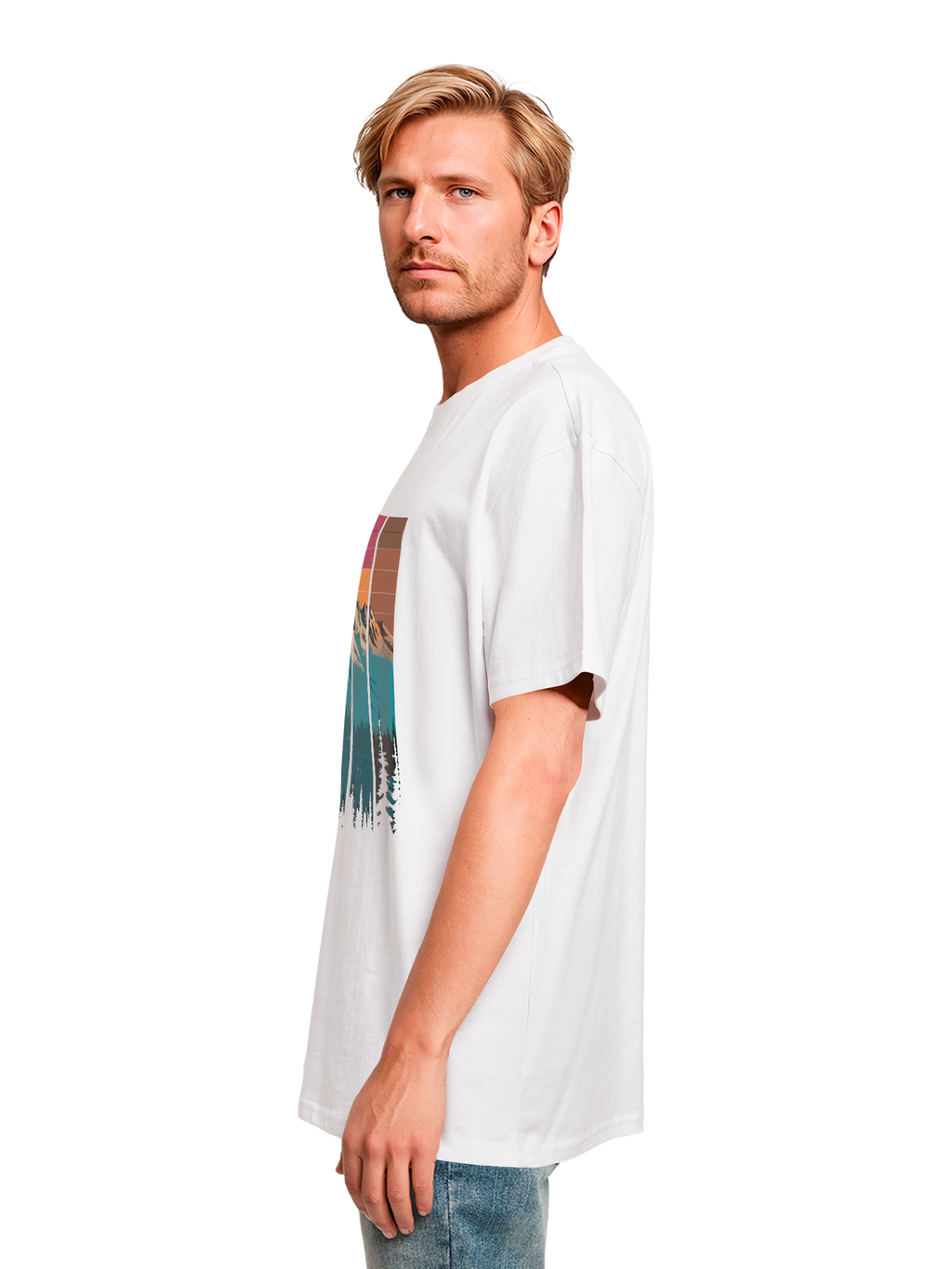 Mountain Sunset Retro Art T-shirt surdimensionné lourd