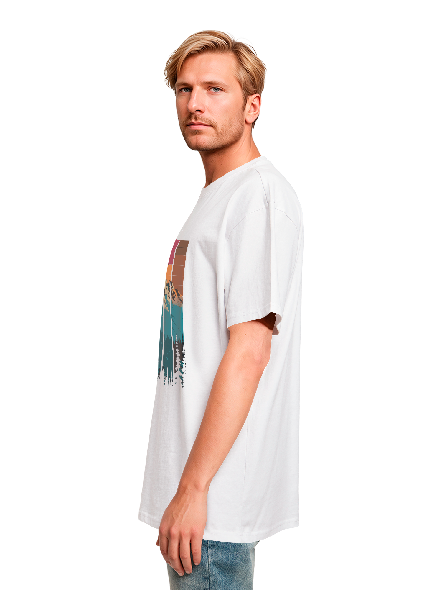 Mountain Sunset Retro Art T-shirt surdimensionné lourd