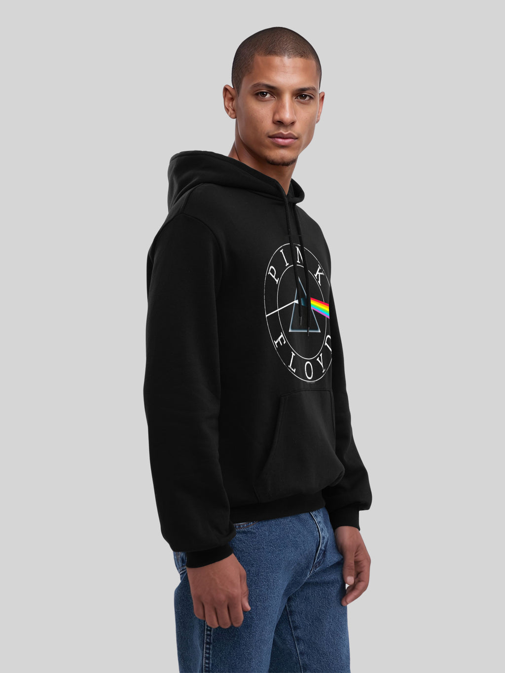 Pink Floyd Prism Circle logo con blancos verdaderos | Sudadera con capucha regular para hombres