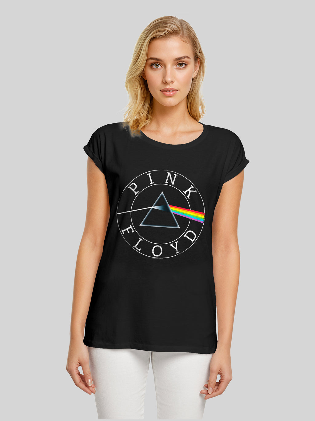 Logotipo de Pink Floyd Prism Circle con damas de hombro extendido