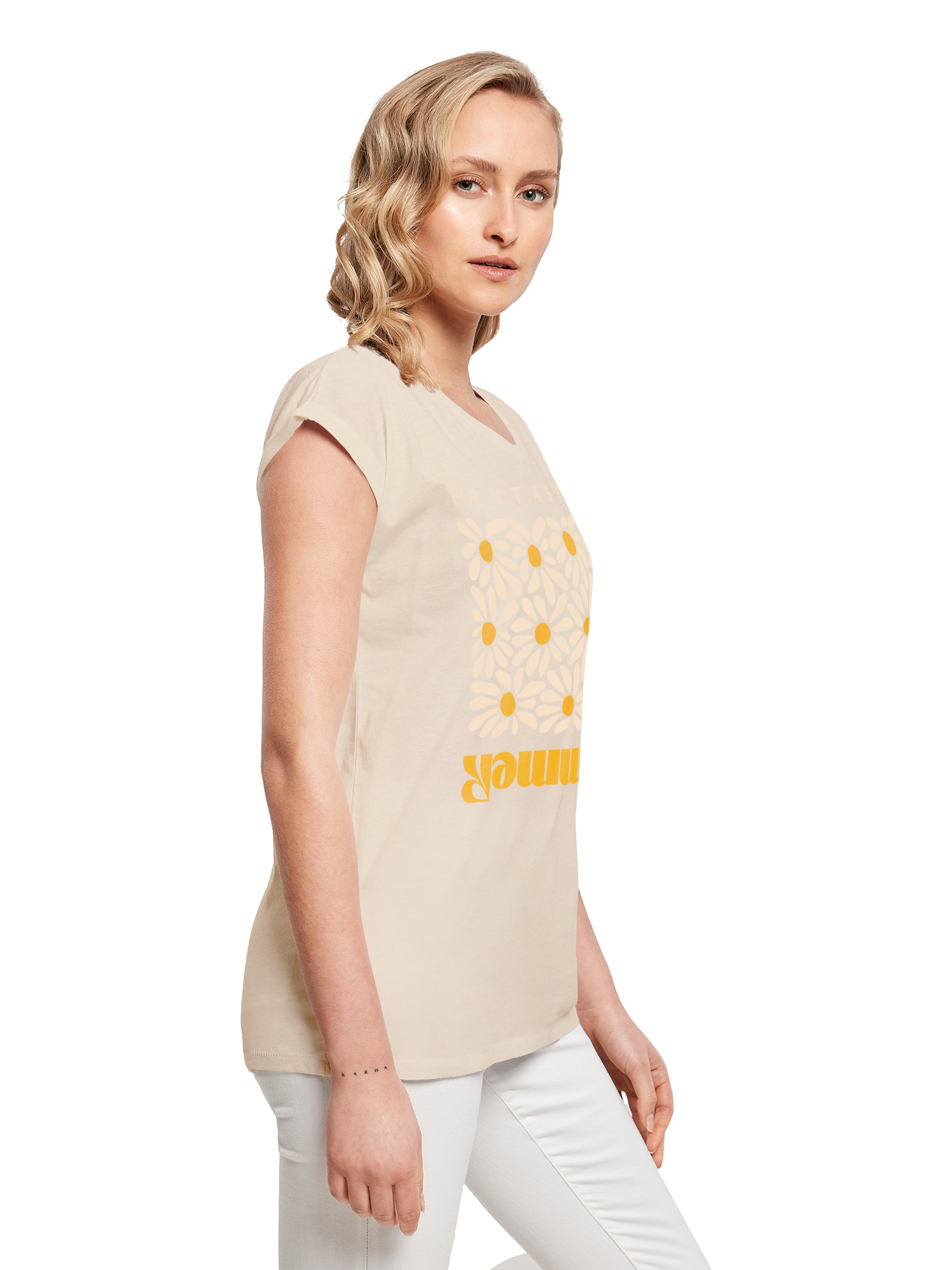 Camiseta de damas de girasol de verano