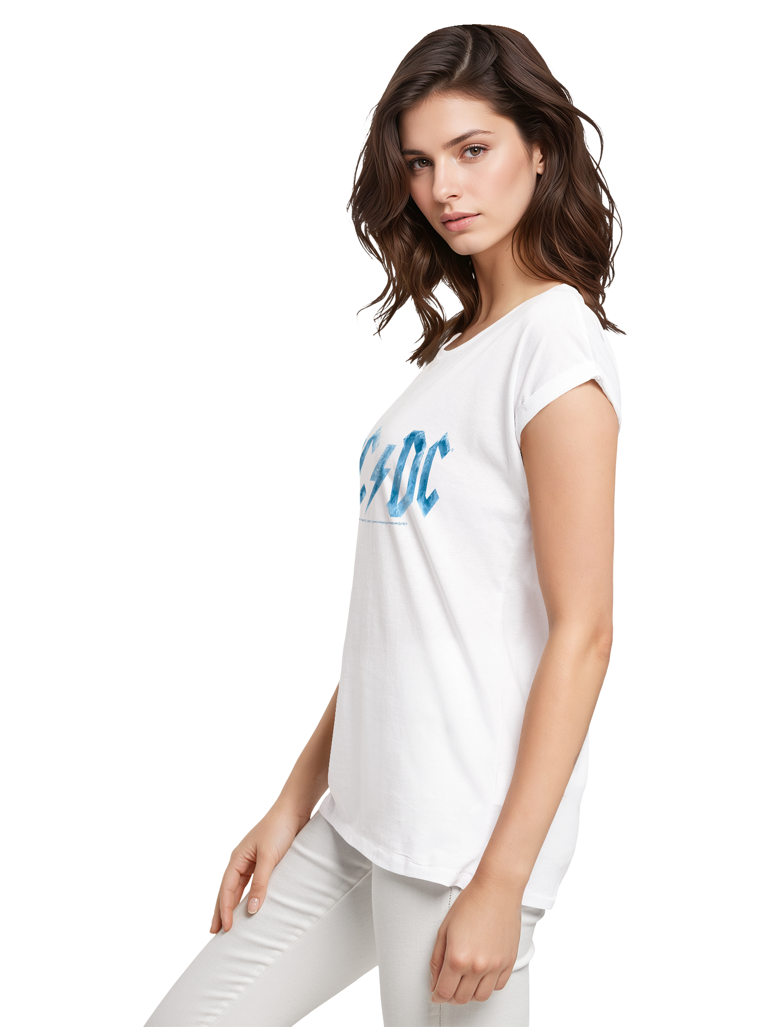 ACDC Blue Ice Logo Mesdames Tee étendu à l'épaule