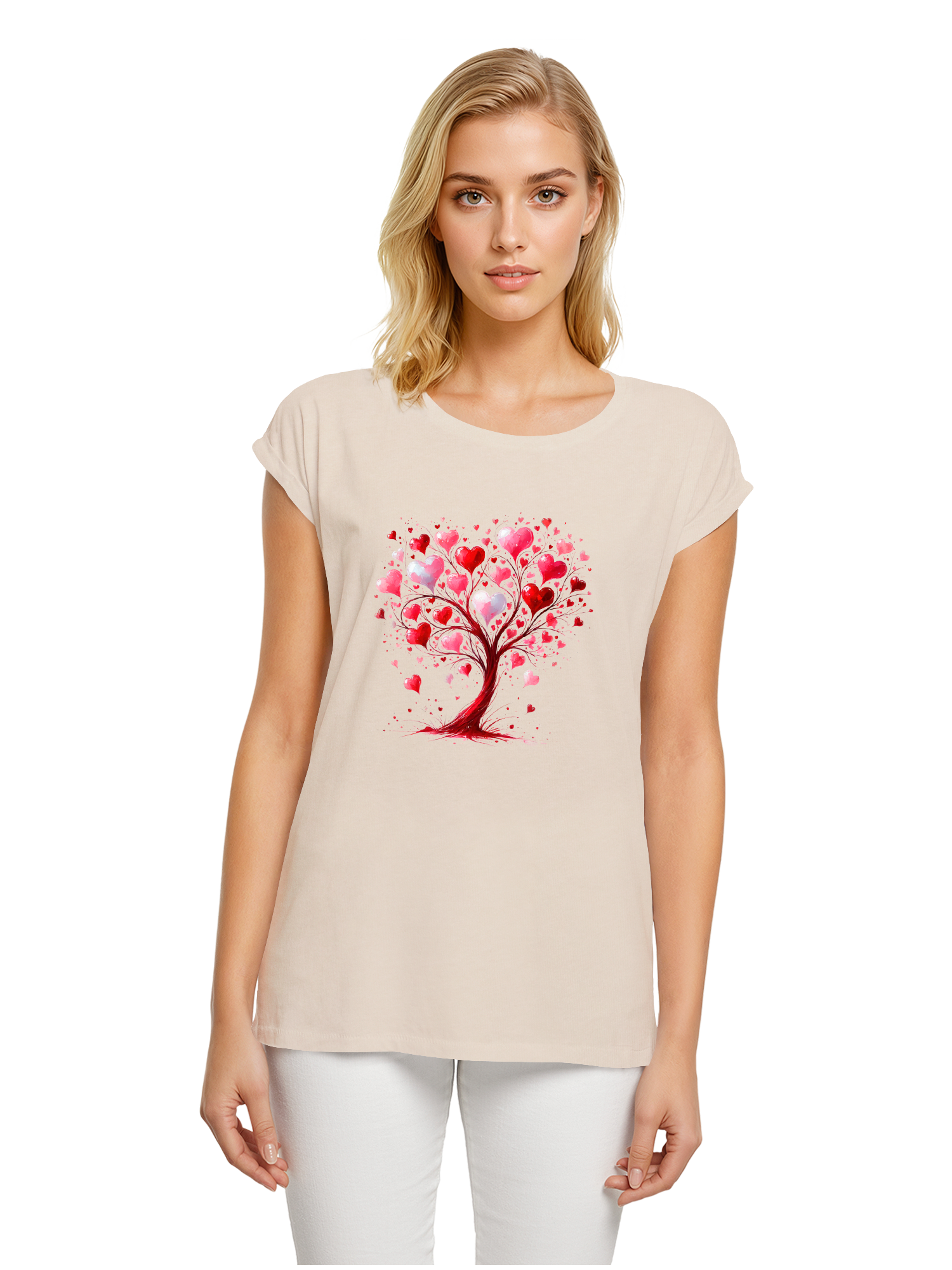 Herz Baum Aquarell Damen T-Shirt