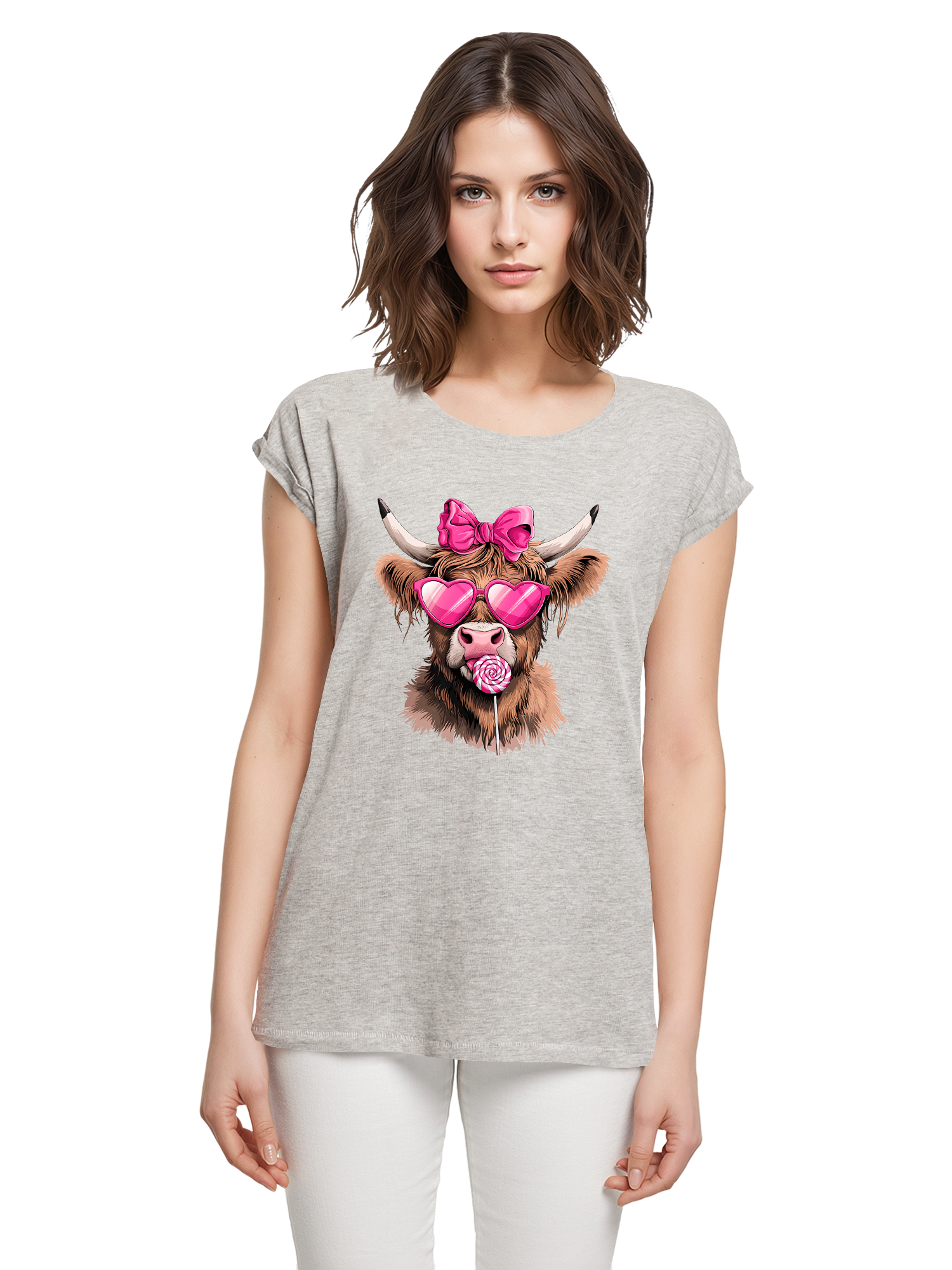 Highland Cow Valentinstag Geschenk Damen T-Shirt