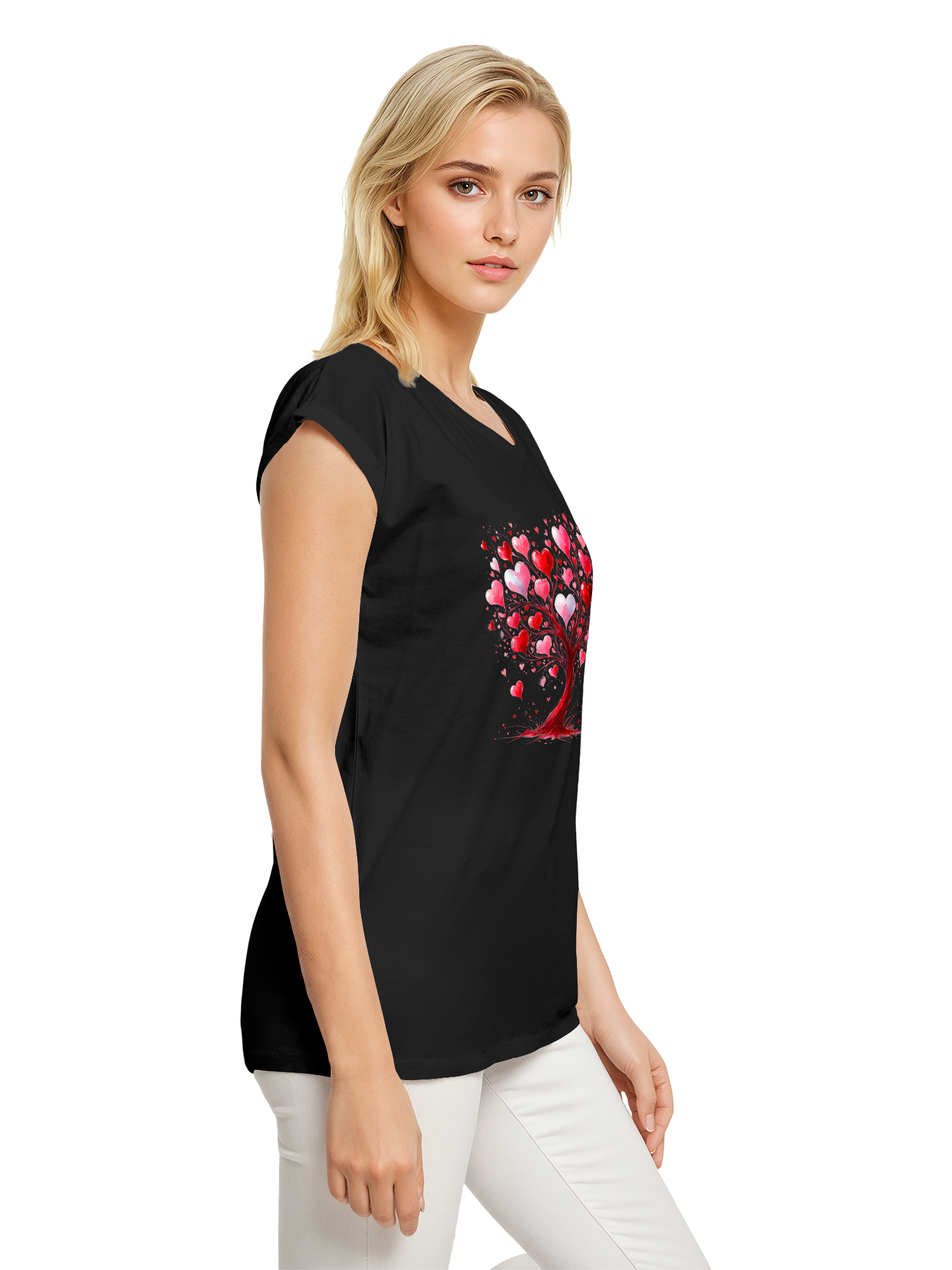 Heart Tree Weracolor Damas Camiseta de hombro extendido