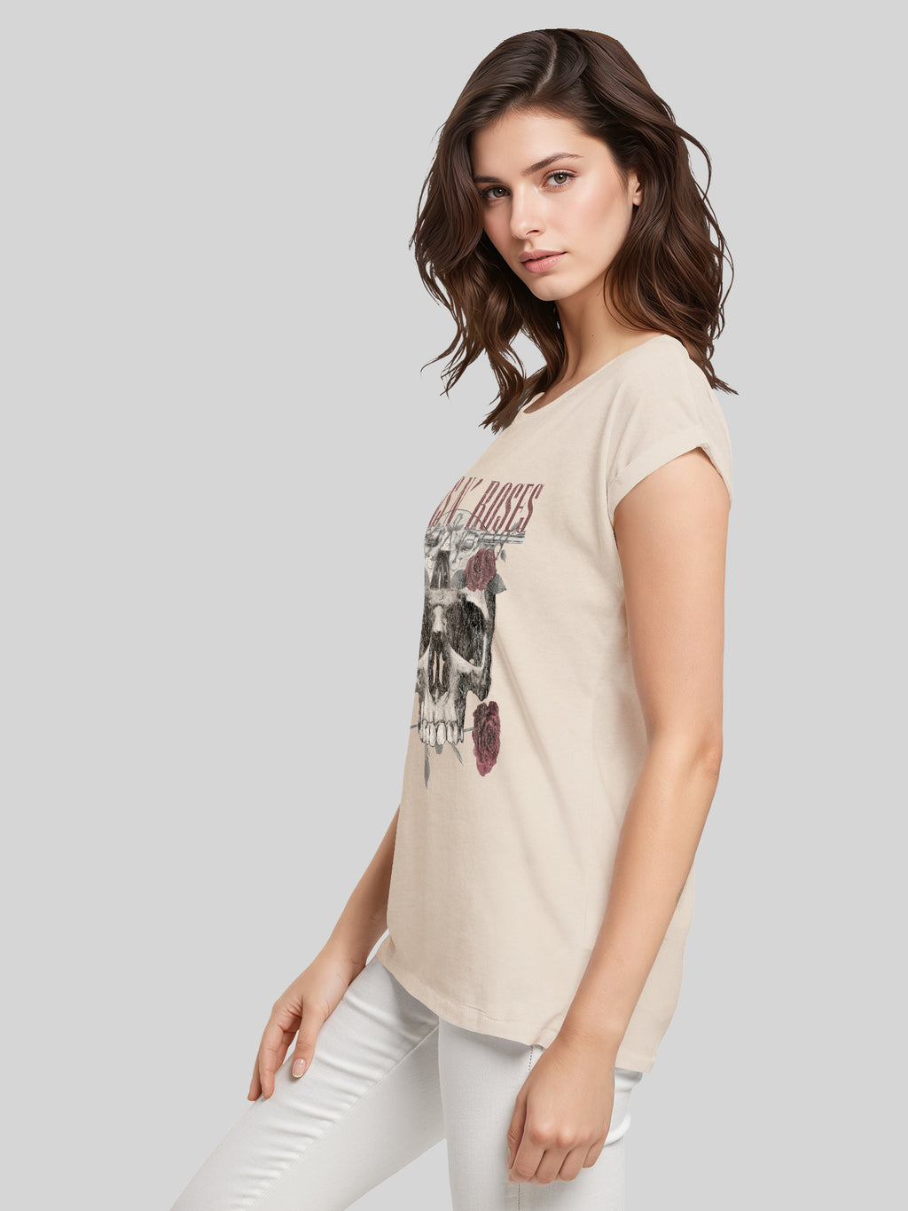 Guns N' Roses Damen T-Shirt mit Rosen-Totenkopf