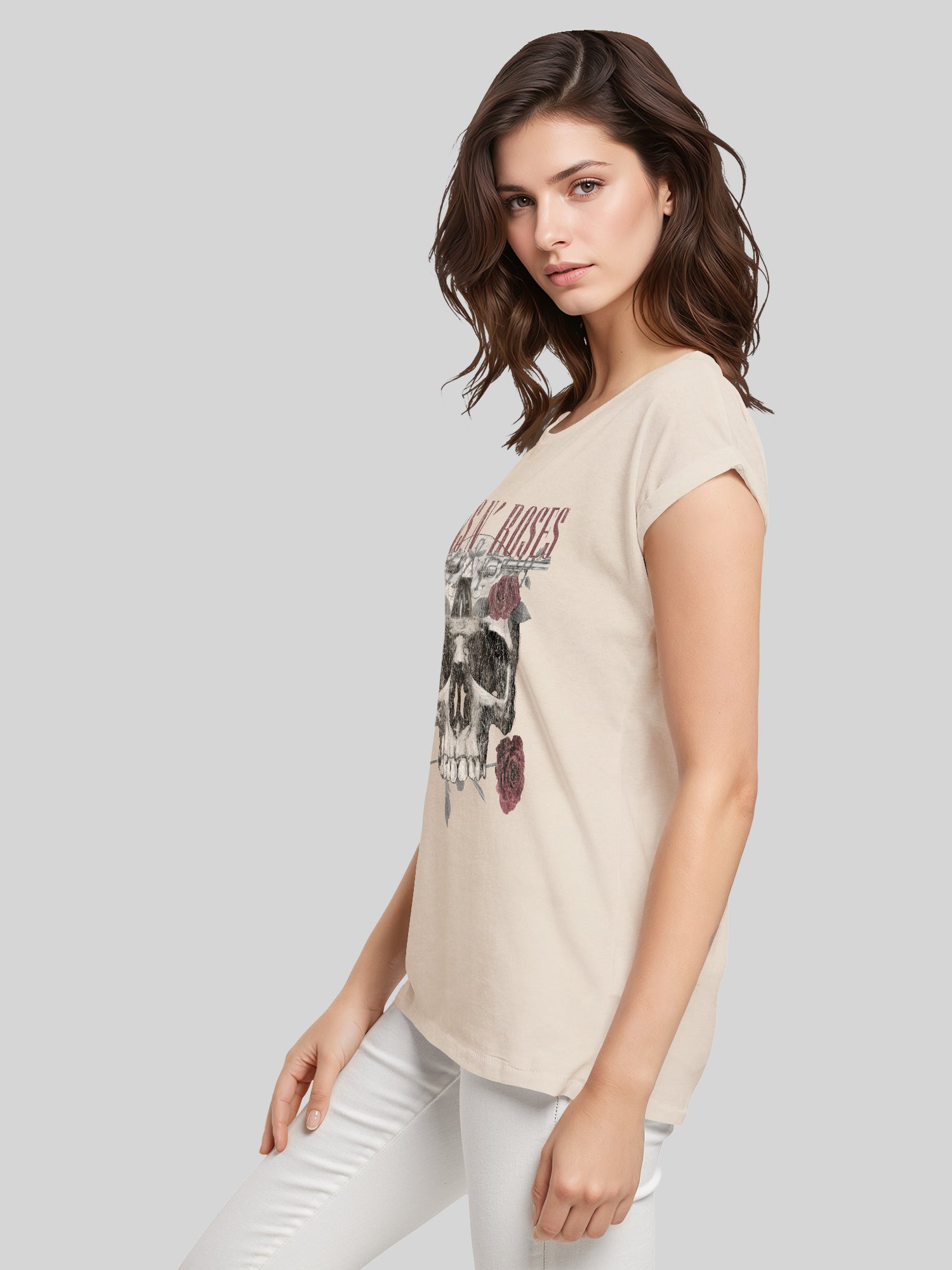 Guns N' Roses Damen T-Shirt mit Rosen-Totenkopf