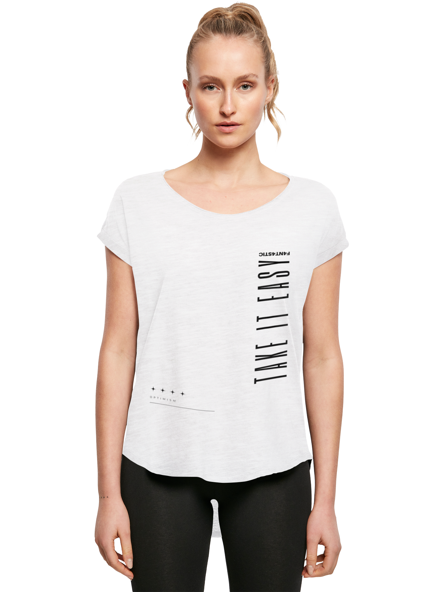 Damen T-Shirt mit Aufschrift „Take It Easy“