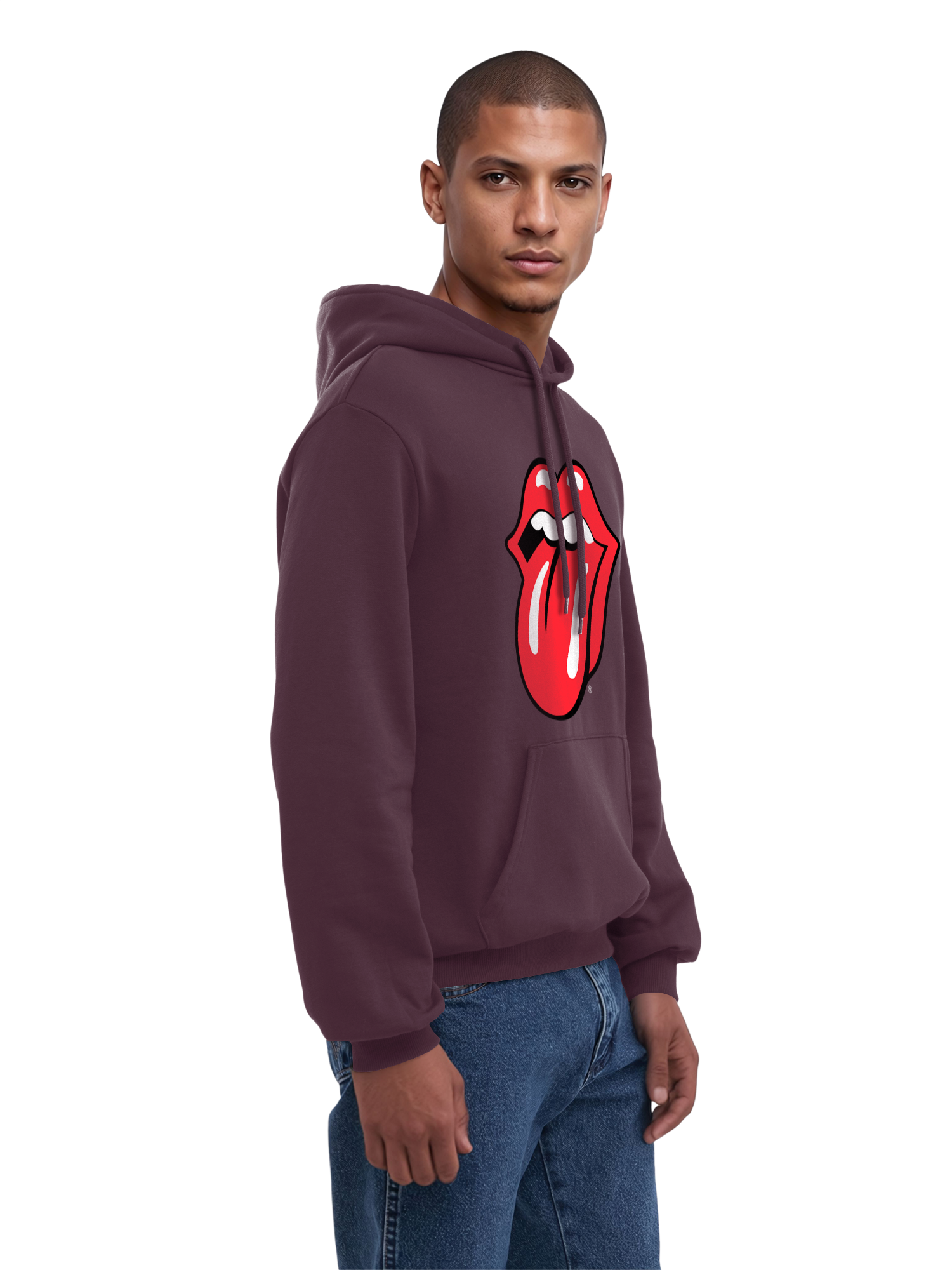 The Rolling Stones Classic Tongue Blk con Blanks verdaderos | Sudadera con capucha regular para hombres