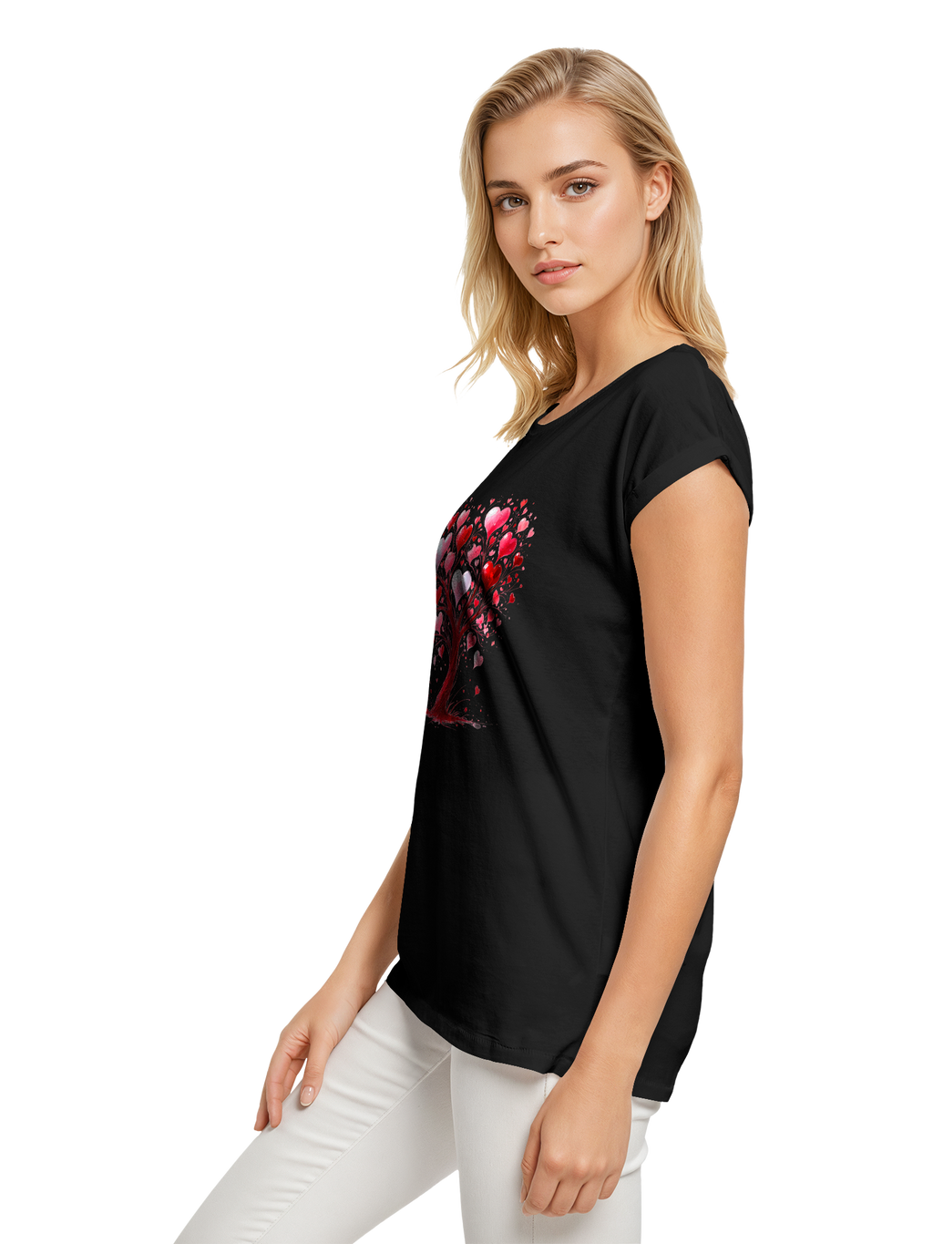 Heart Tree Weracolor Damas Camiseta de hombro extendido