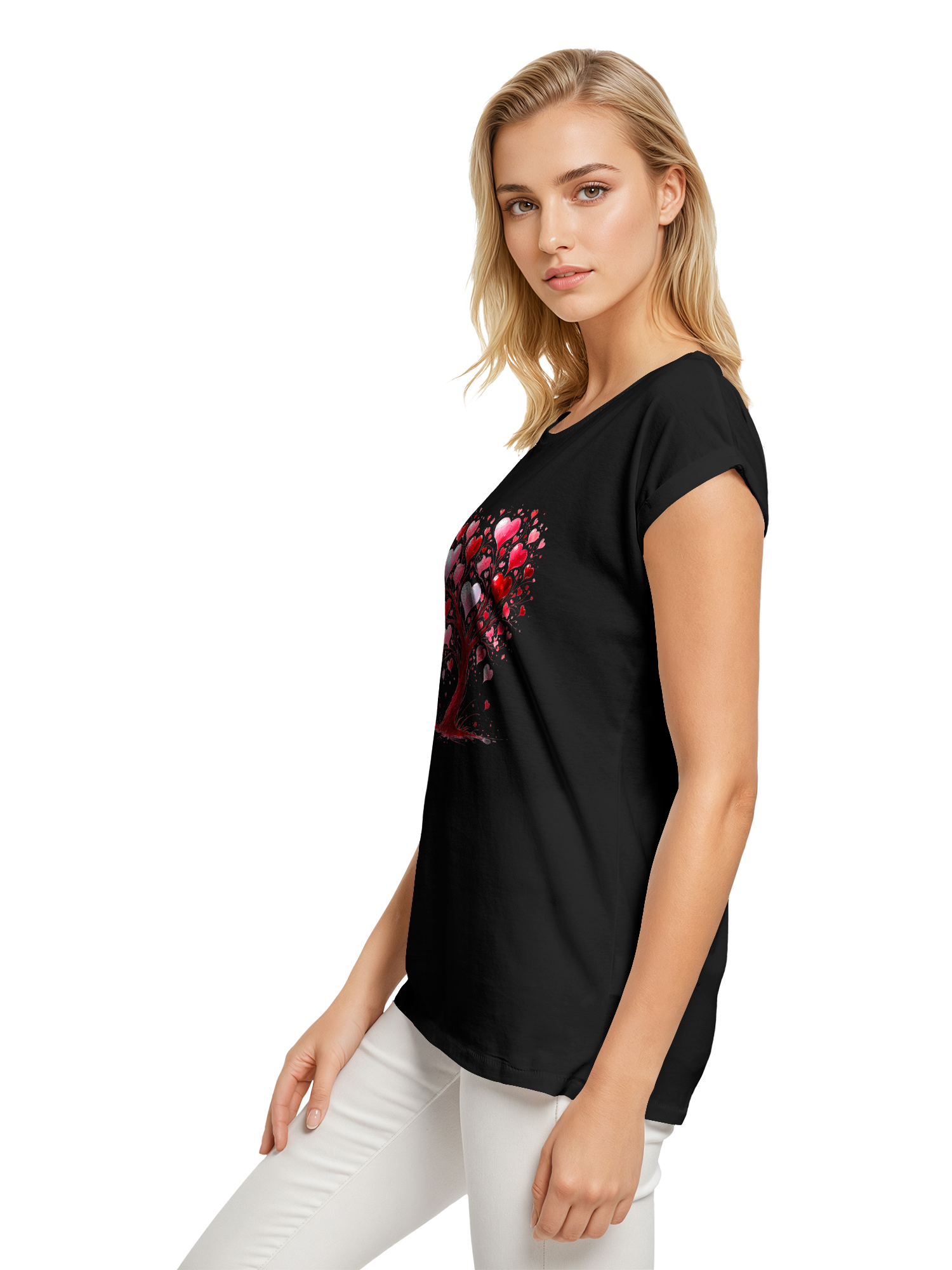 Heart Tree Weracolor Damas Camiseta de hombro extendido