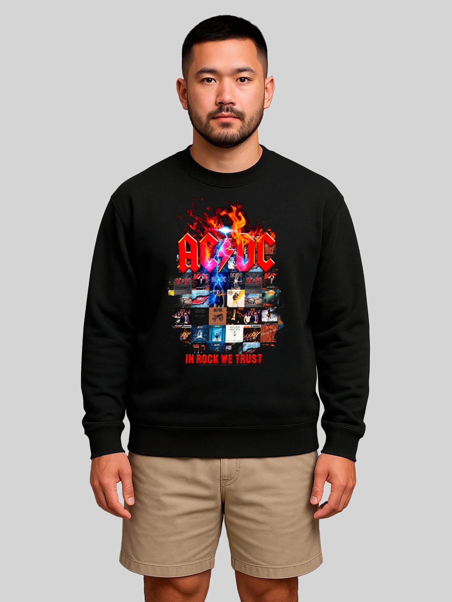 AC/DC In Rock We Trust Album Covers Men's Organic Sweatshirt