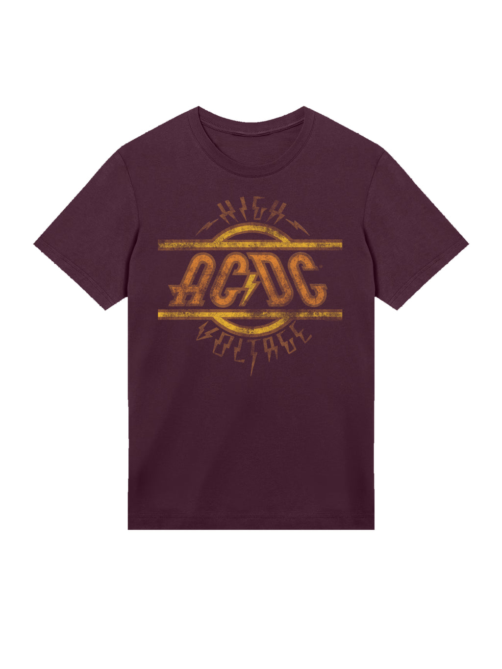Camiseta orgánica de hombres angustiados de AC/DC High Voltaje
