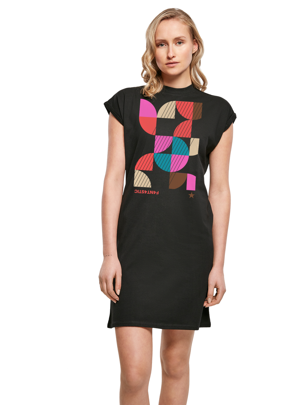 Abstrakt Damen Rollkragen T-Shirt Kleid