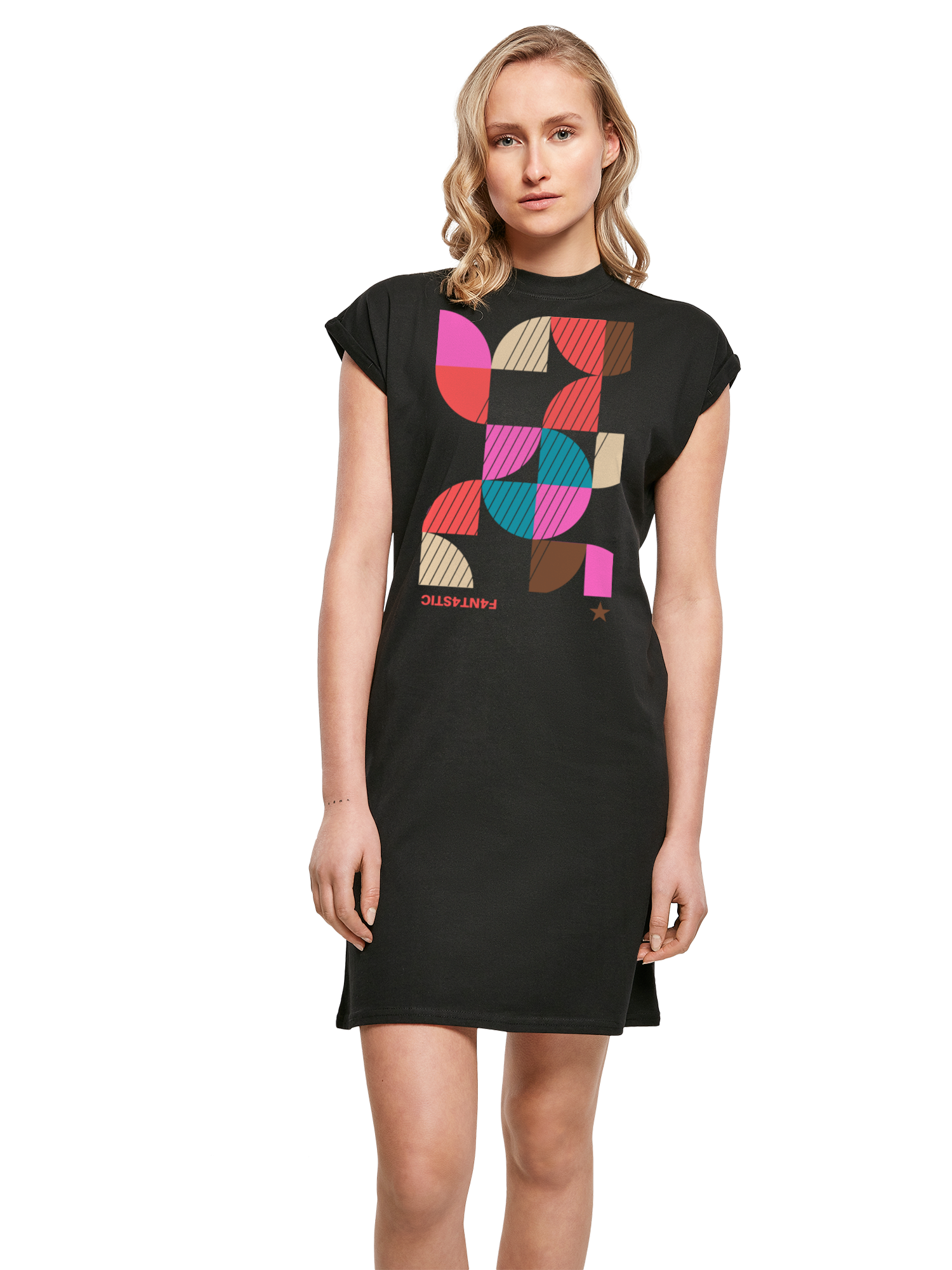 Abstrakt Damen Rollkragen T-Shirt Kleid