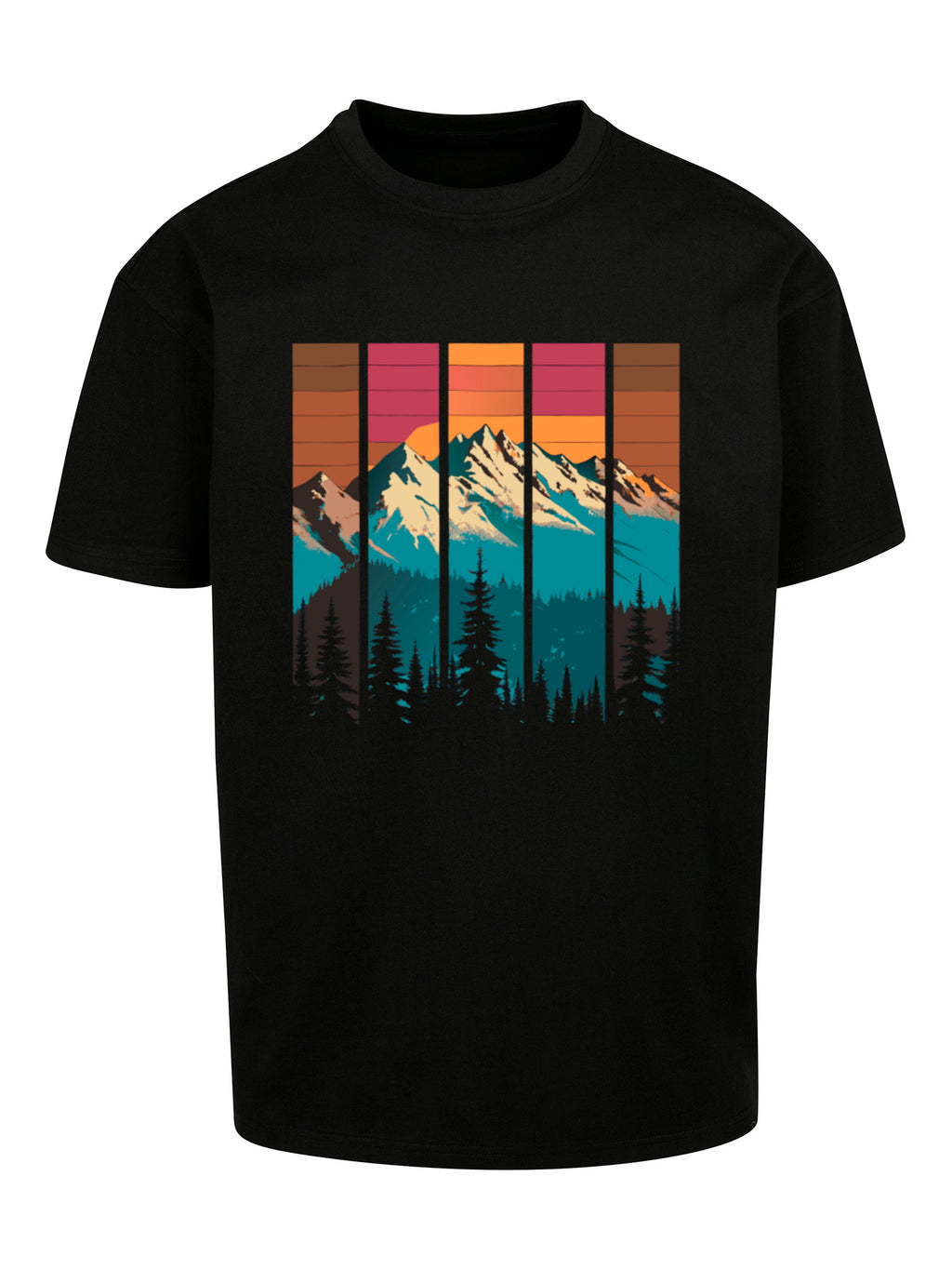 Mountain Sunset Retro Art T-shirt surdimensionné lourd
