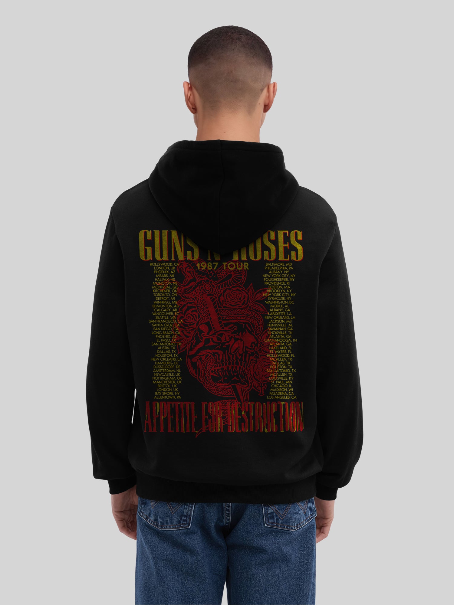 Guns N 'Roses 1987 Tour Vintage Concert Concert CONTTER | Sudadera con capucha regular para hombres