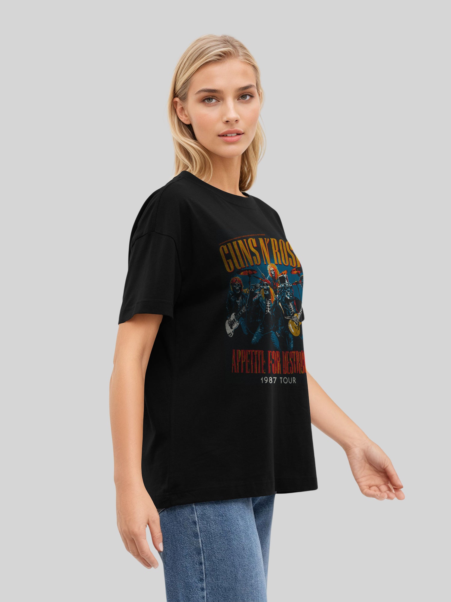 Guns N 'Roses 1987 Tour Vintage Concert Concert CONTTER | Tee de gran tamaño para mujeres