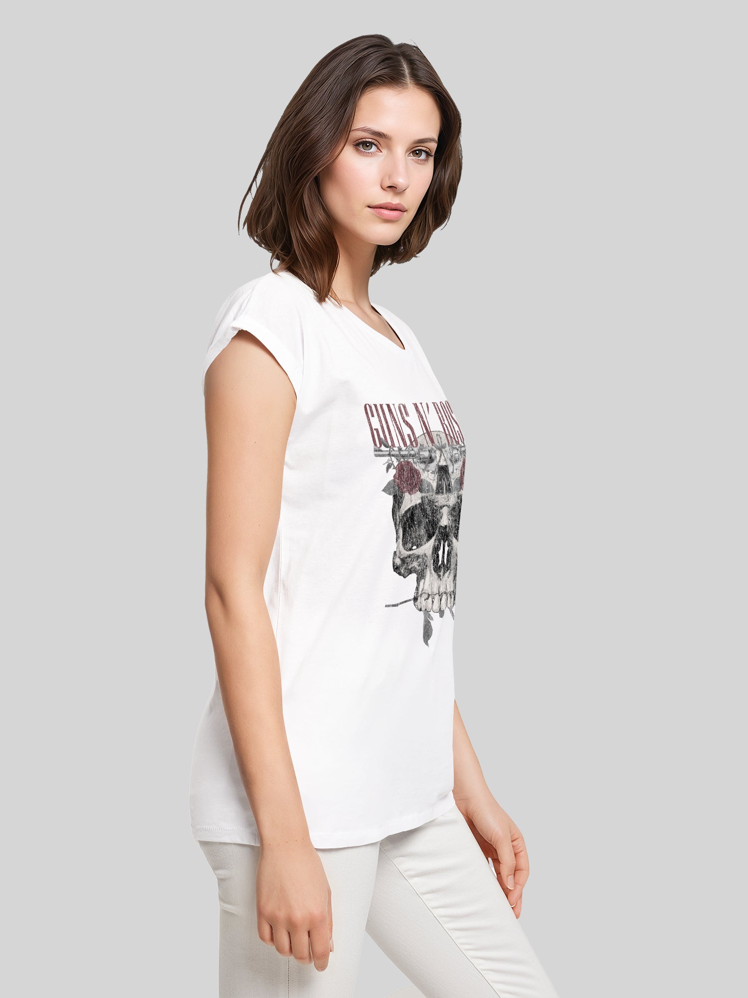 Guns N' Roses Damen T-Shirt mit Rosen-Totenkopf