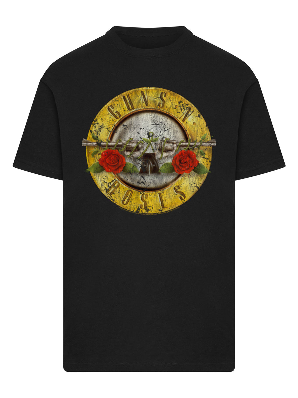 Camiseta redonda de la camiseta del logotipo de la bala de las pistolas 'n' rosas