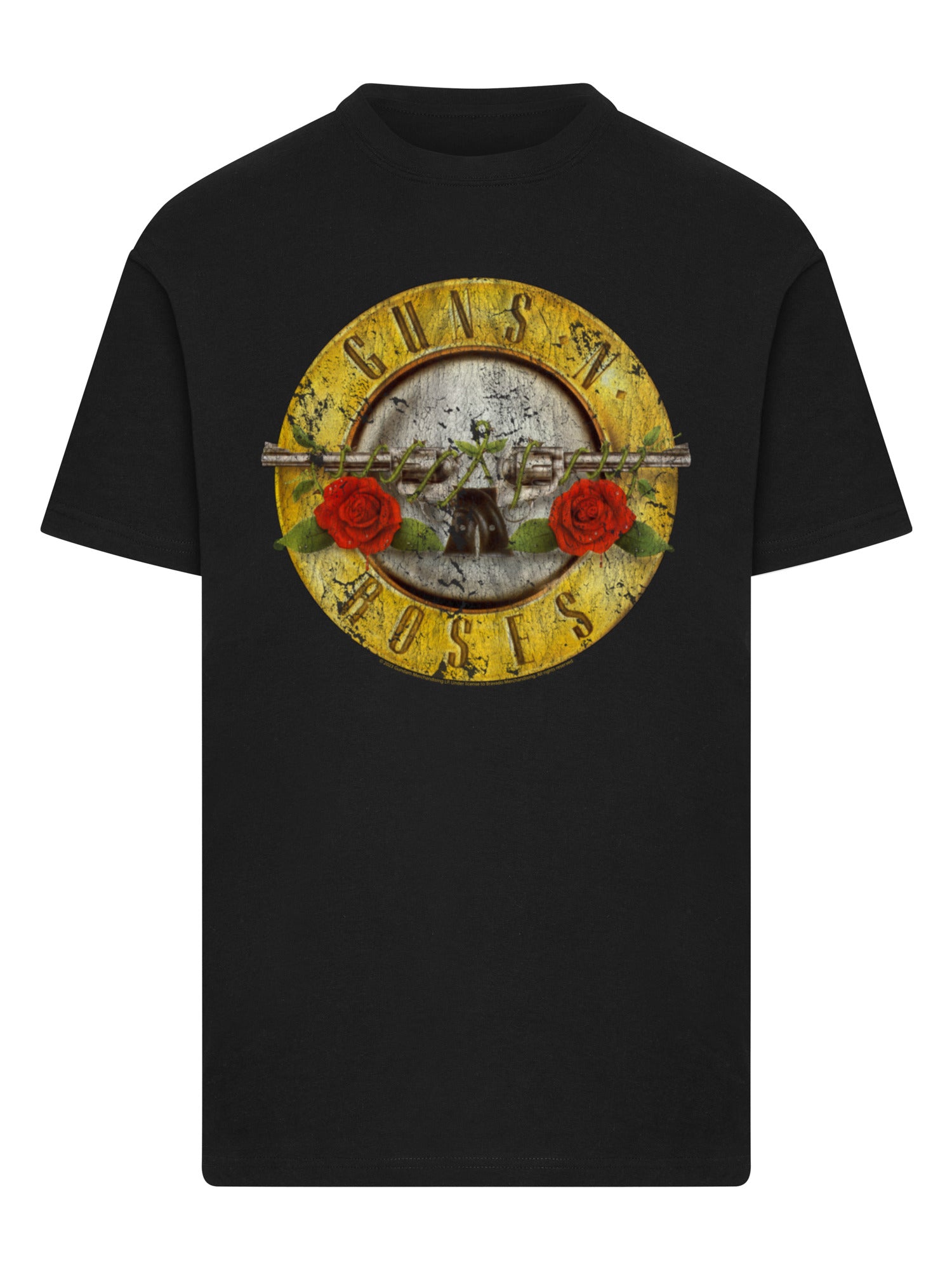 Camiseta redonda de la camiseta del logotipo de la bala de las pistolas 'n' rosas