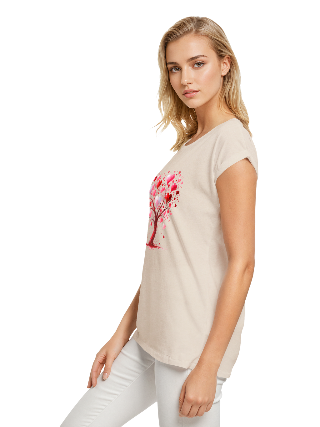 Heart Tree Weracolor Damas Camiseta de hombro extendido