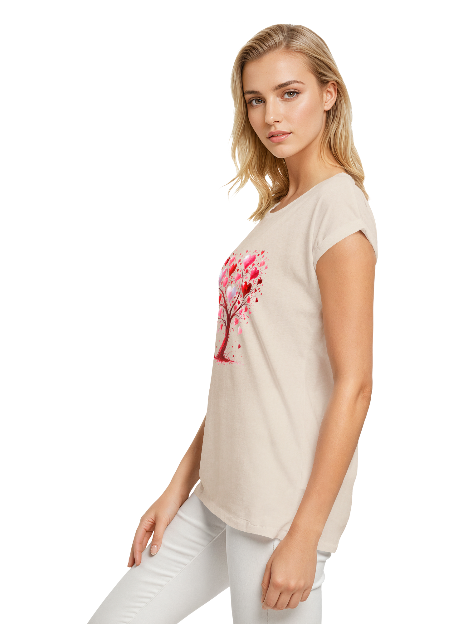 Herz Baum Aquarell Damen T-Shirt