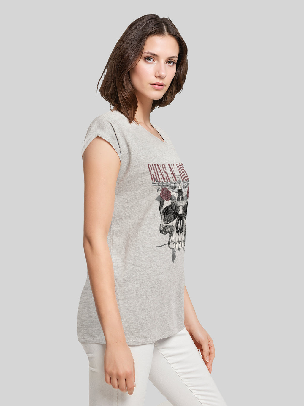 Guns N' Roses Damen T-Shirt mit Rosen-Totenkopf