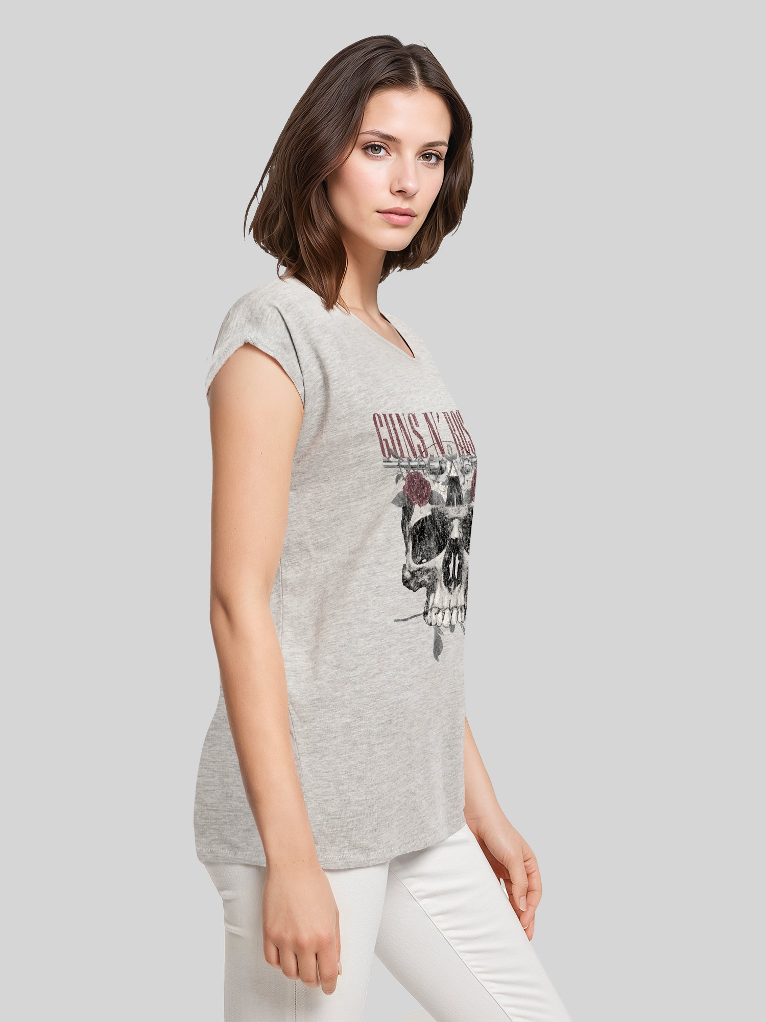 Guns N' Roses Damen T-Shirt mit Rosen-Totenkopf
