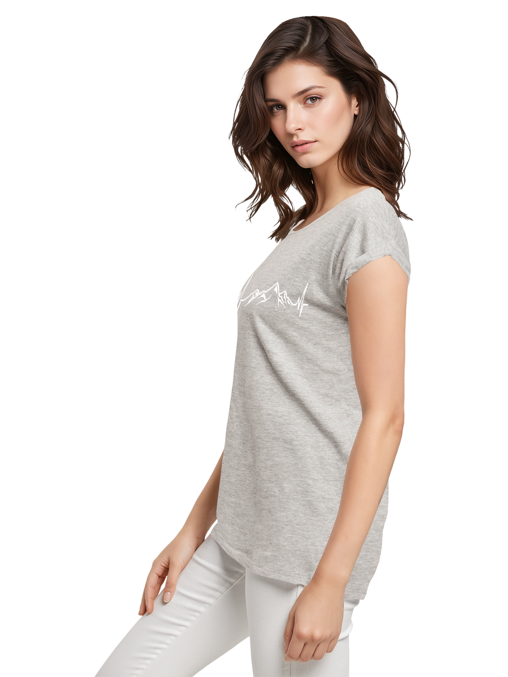 T-shirt pour dames de rythme cardiaque de montagne