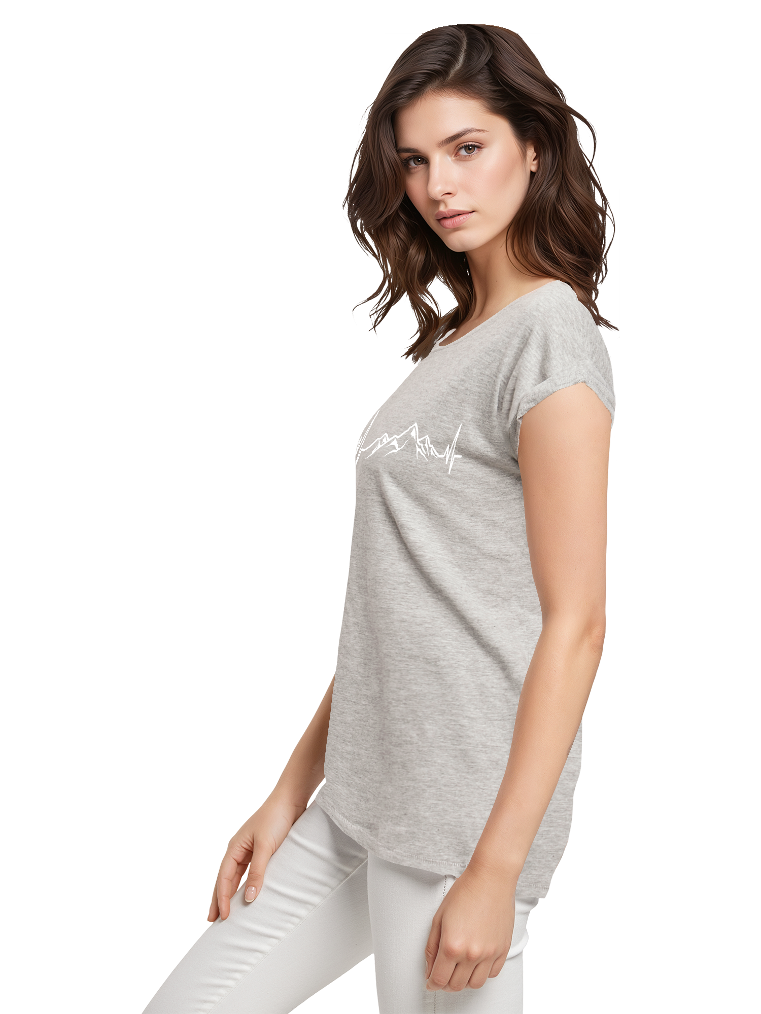 T-shirt pour dames de rythme cardiaque de montagne