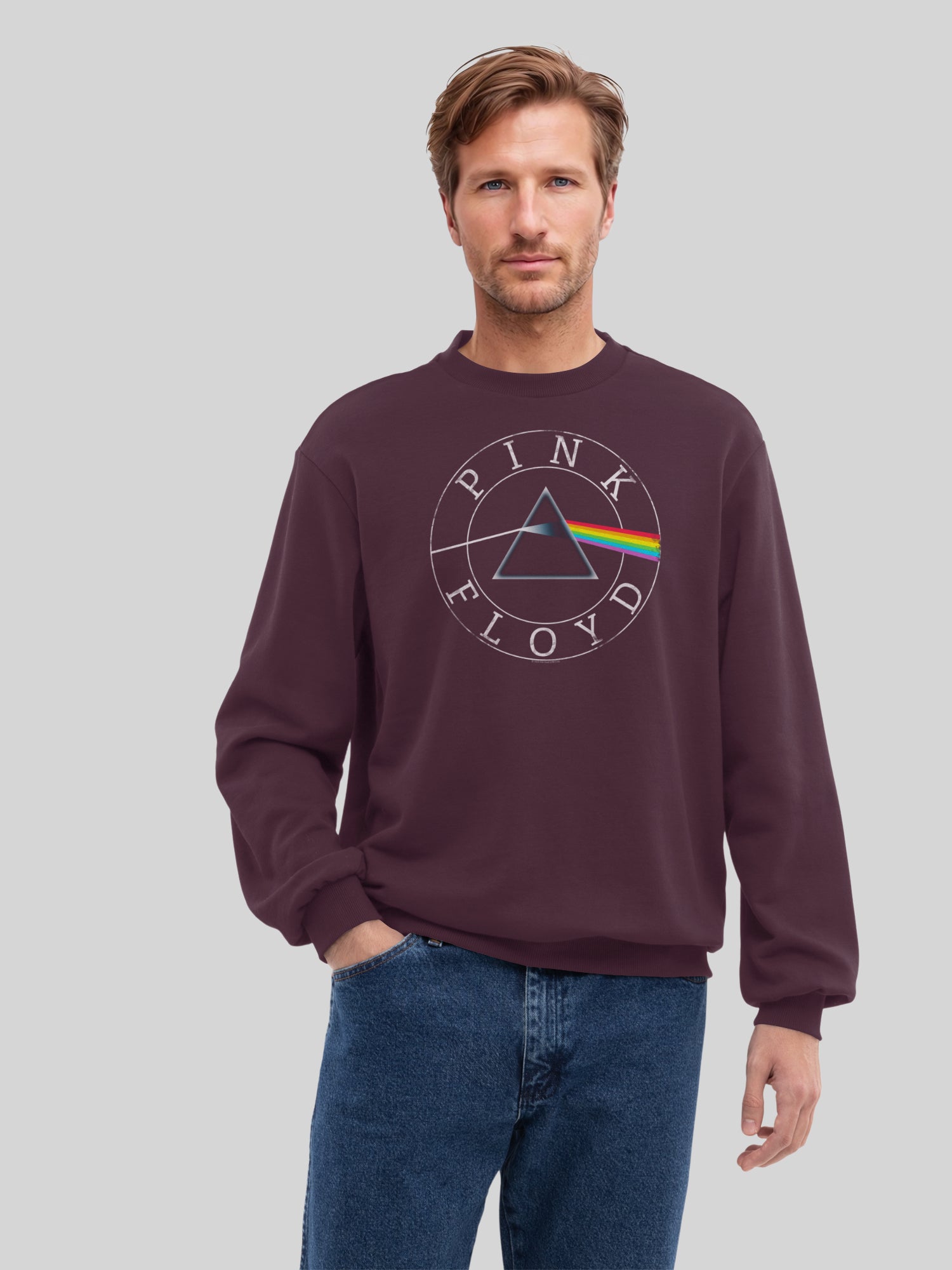 Pink Floyd Prism Circle logo con blancos verdaderos | Suéter regular para hombres