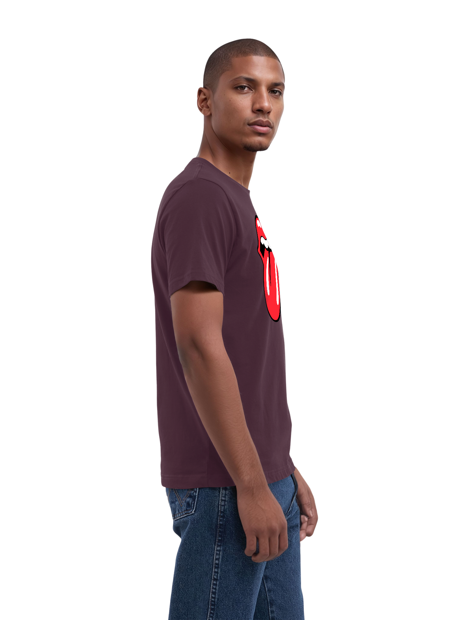 The Rolling Stones Classic Tongue Blk con Blanks verdaderos | Camiseta regular para hombres