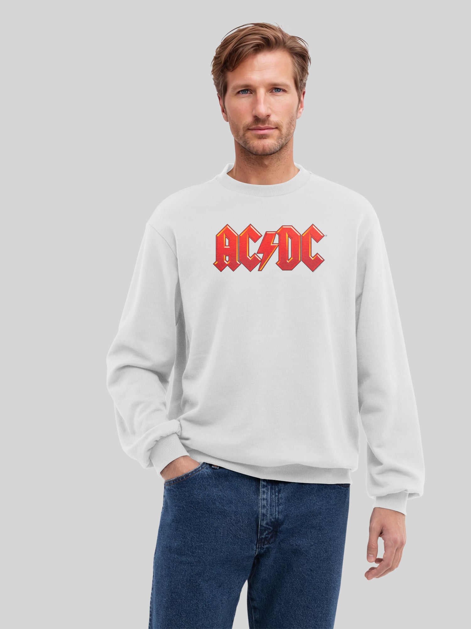 ACDC Logo rouge foncé avec de vraies blancs | Pull régulier pour hommes