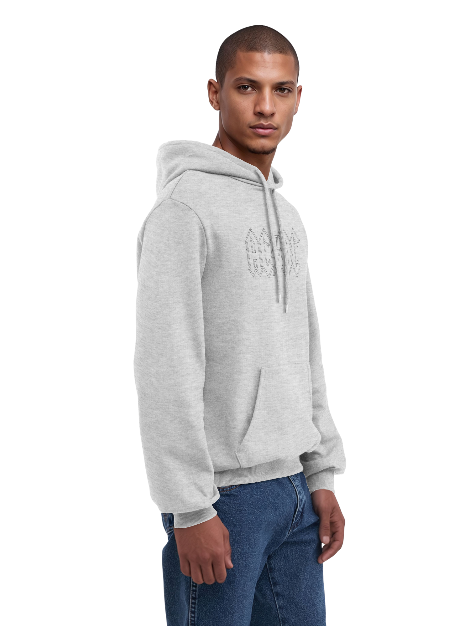 AC/DC Black Outline Logo Organic Hoodie