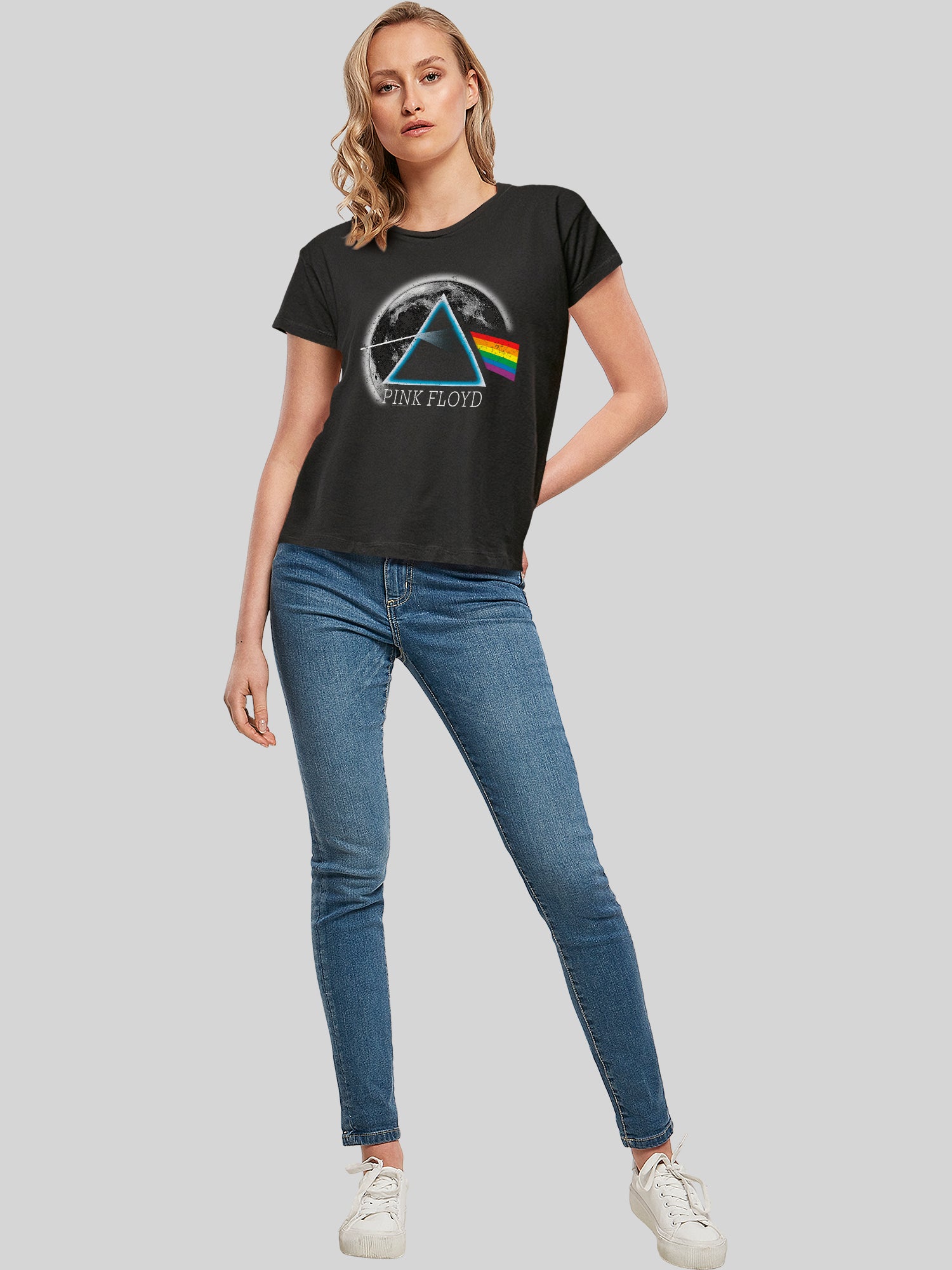 Pink Floyd Dark Side of the Moon Moon con angustia con la camiseta de la caja de damas