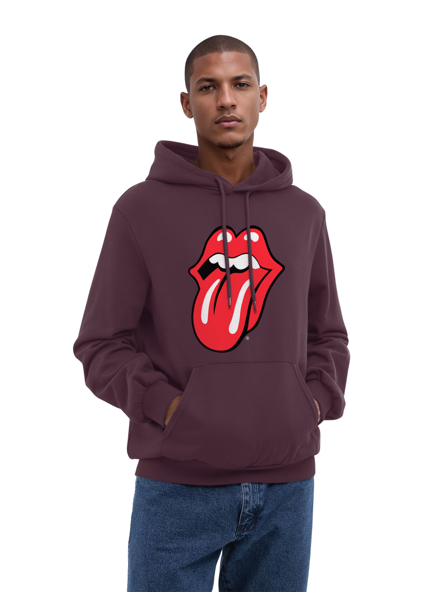 The Rolling Stones Classic Zungen BLK mit echten Blanks | Herren normaler Hoodie
