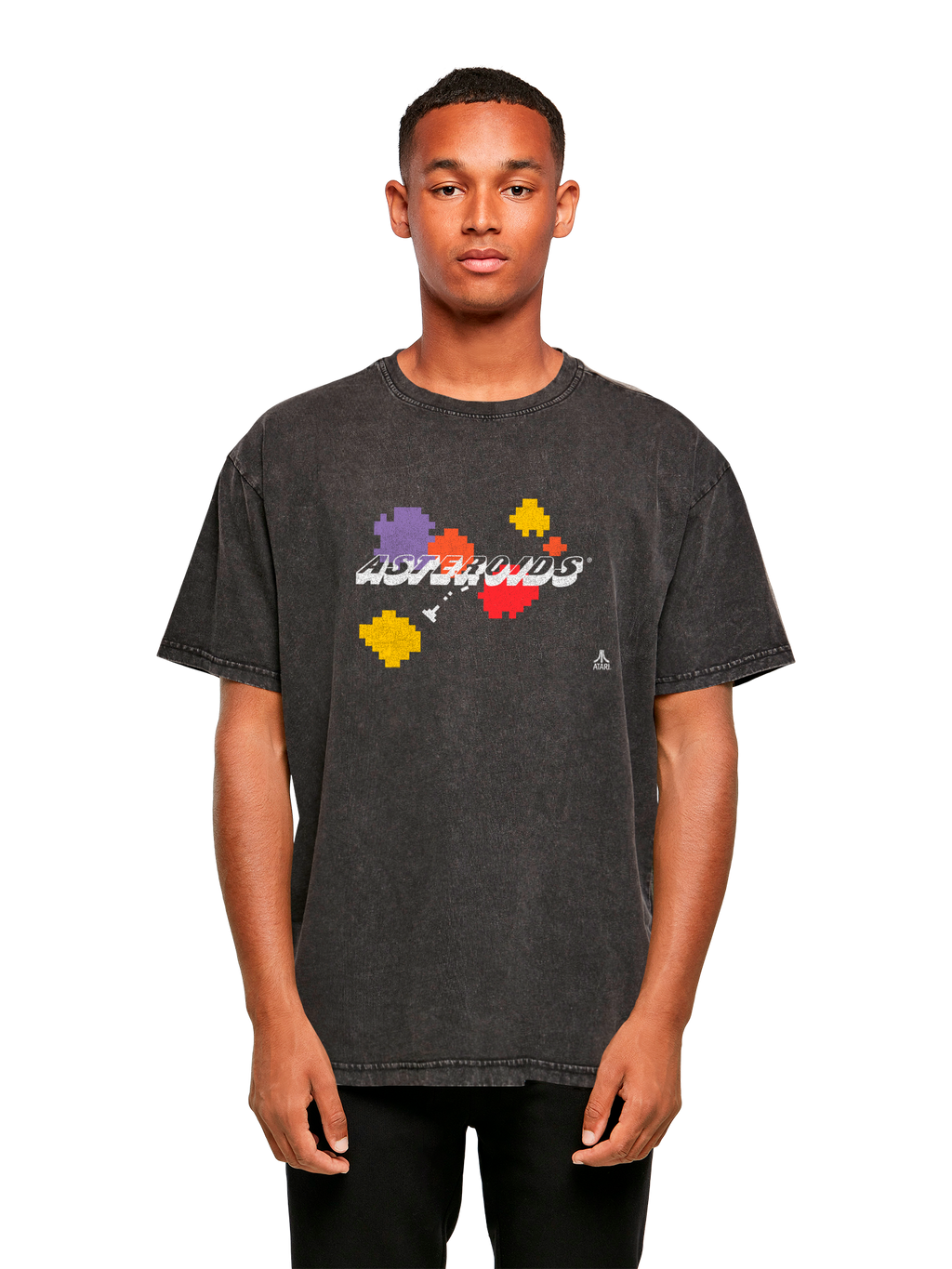 Atari Asteroids Retro Gameplay Acid Washed Oversize T-Shirt