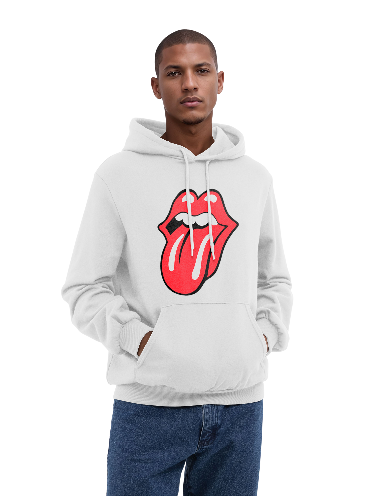 The Rolling Stones Classic Zungen BLK mit echten Blanks | Herren normaler Hoodie