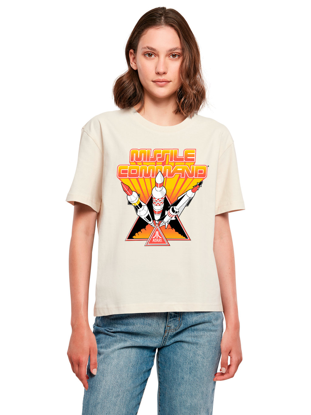 Missile Command Triple Shot Atari Retro Gaming Damen Alltags-T-Shirt