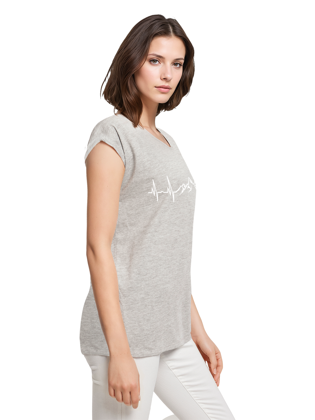 T-shirt pour dames de rythme cardiaque de montagne