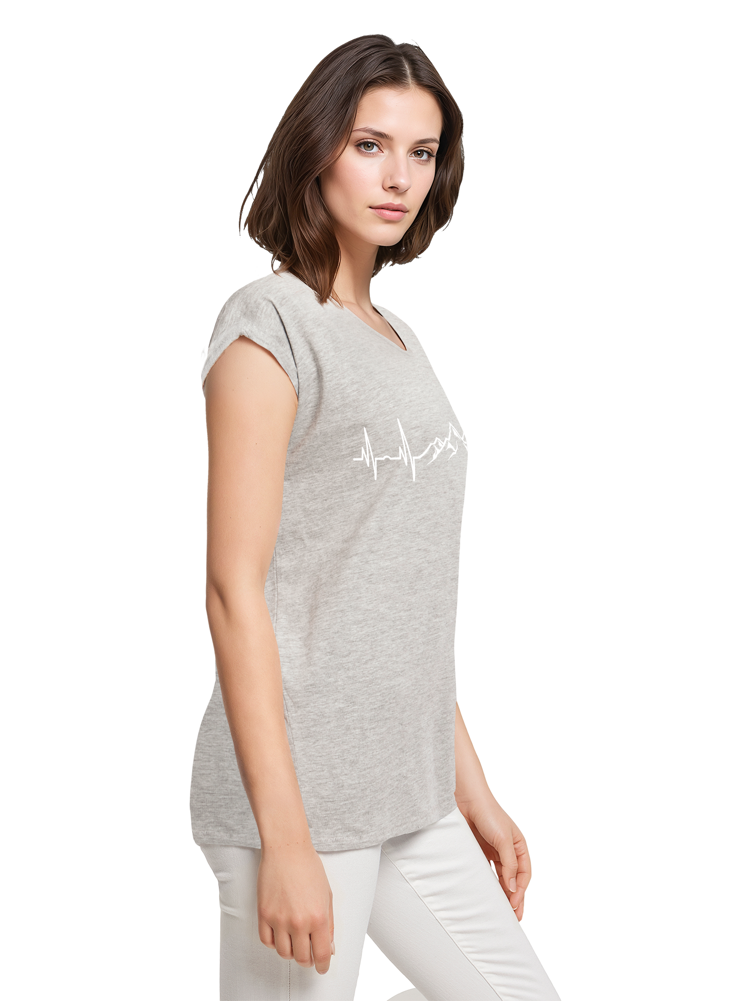 T-shirt pour dames de rythme cardiaque de montagne