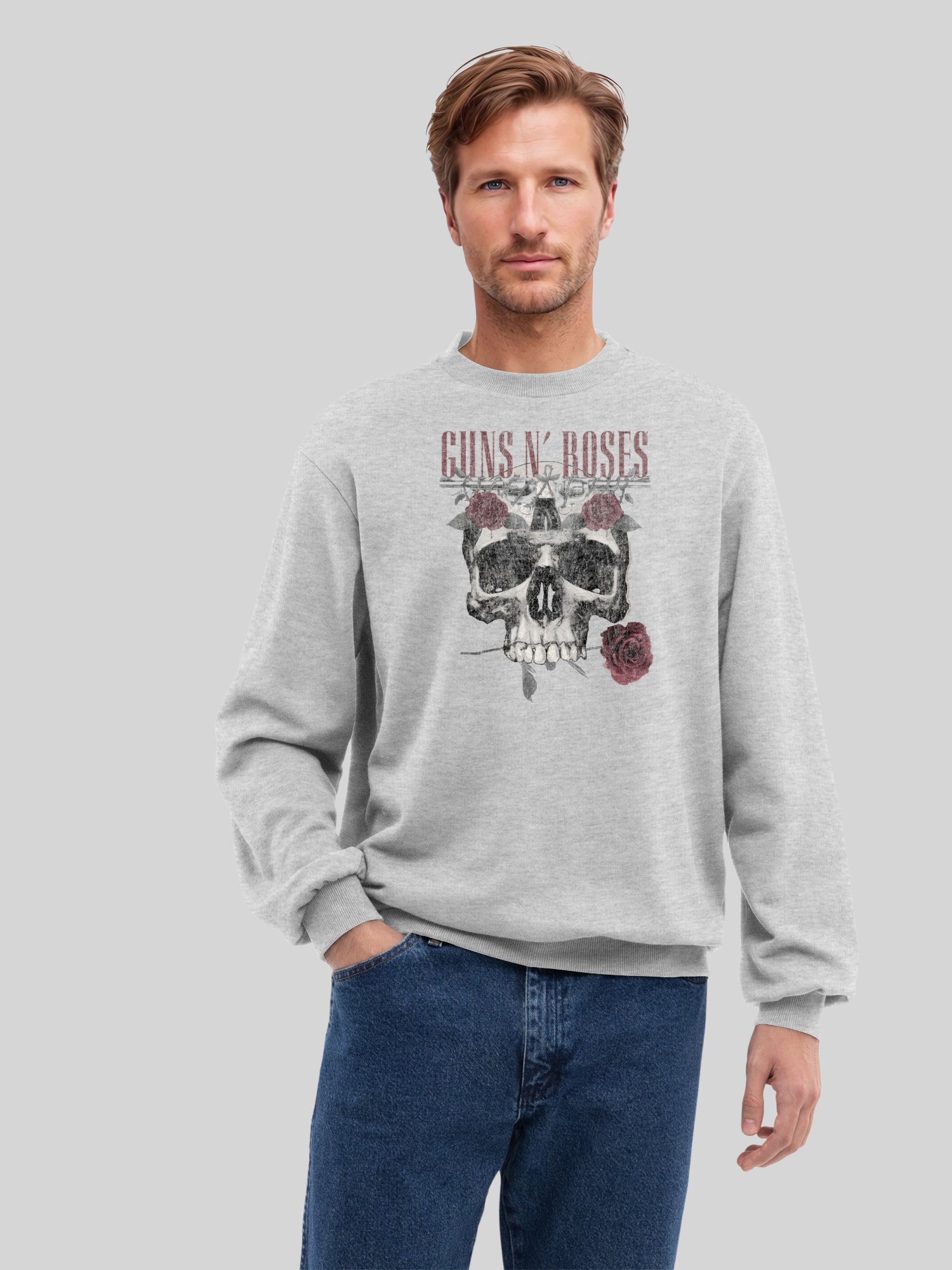 Guns N' Roses Herren Sweatshirt mit Rosen-Totenkopf
