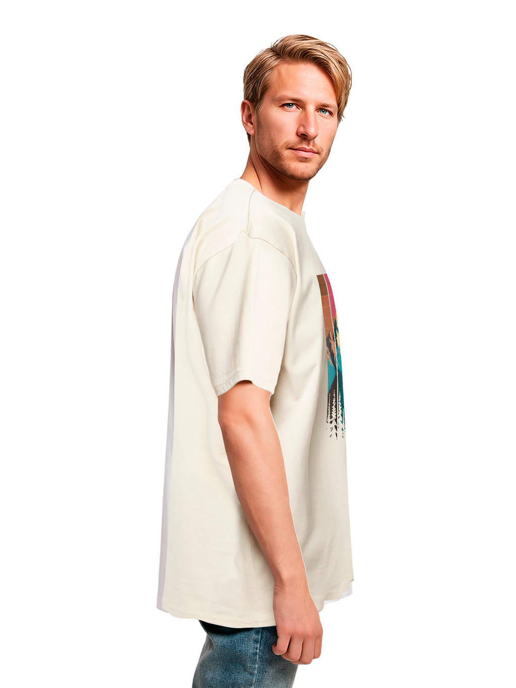 Mountain Sunset Retro Art T-shirt surdimensionné lourd